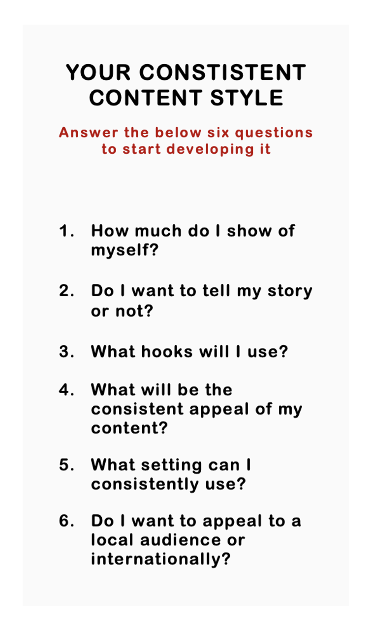 Figure 8. A helpful set of questions to pre-define a consistent content style with limited resources