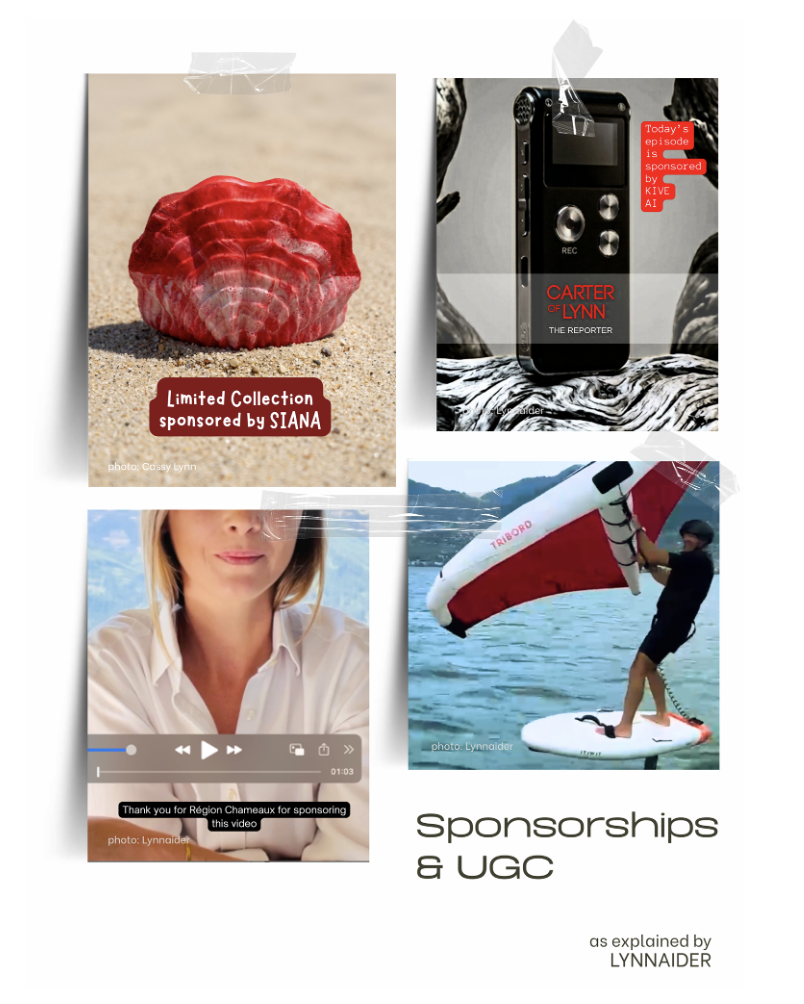 Snapshots of solo business examples using the Sponsorships & UGC business model